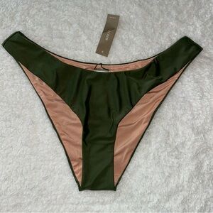 J. Crew Curved Waist Cheeky Bikini Bottom Safari Green Size Medium NWT